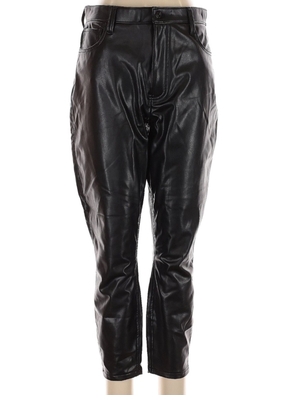 Abercrombie Curve Love Vegan Leather Pants High Rise Skinny Black Short 31 NWT - Picture 2 of 5